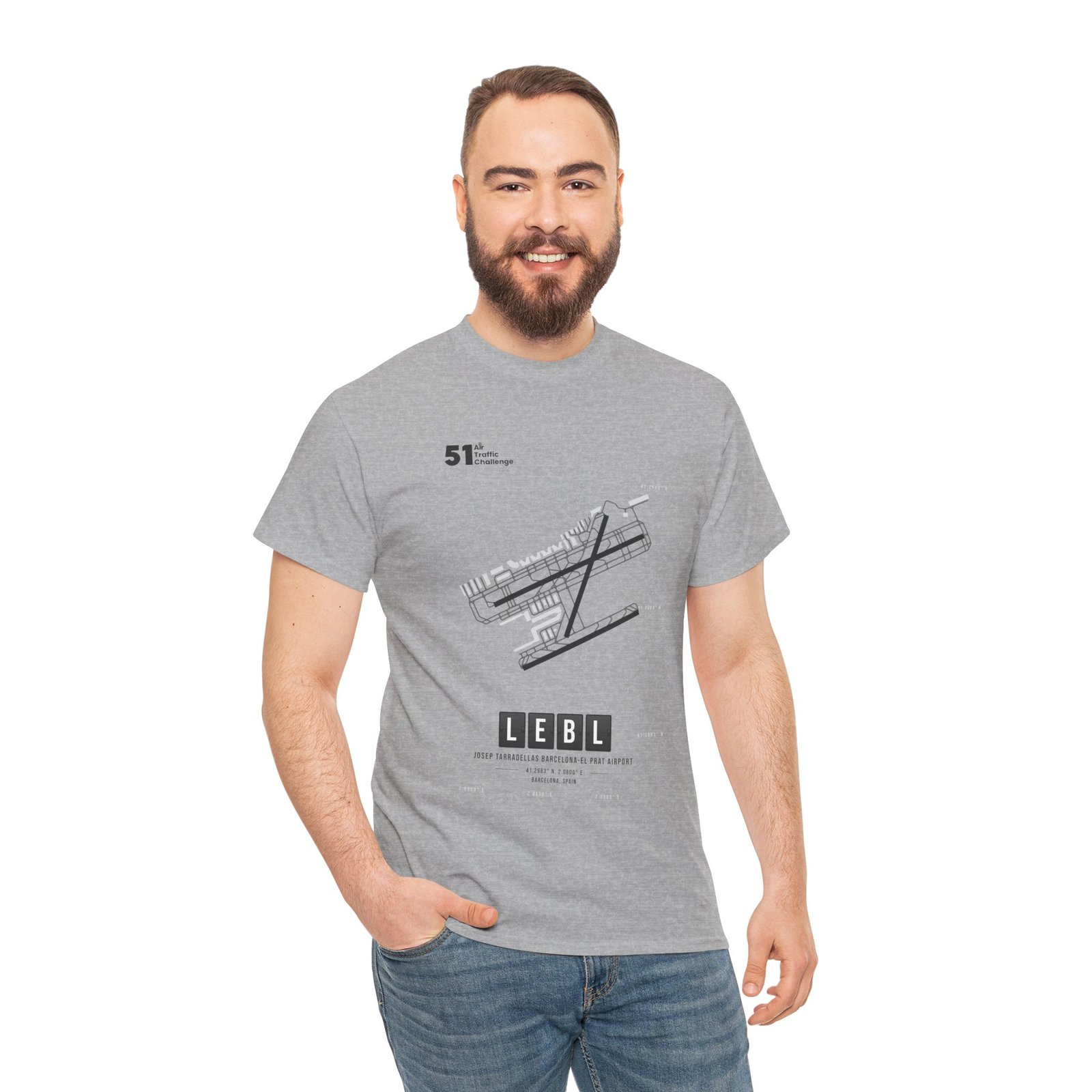 LEBL (Barcelona) Airport - Unisex Heavy Cotton Tee - 51ATC - Imagen 94