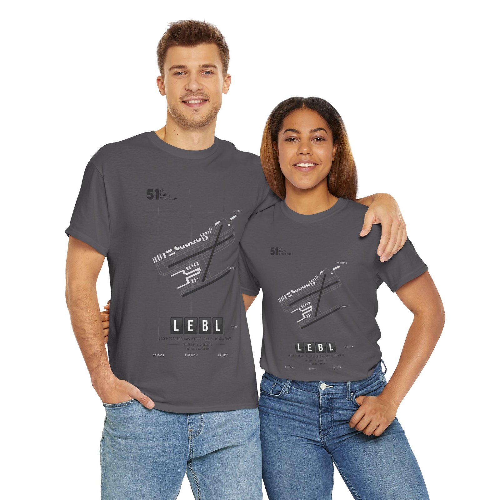 LEBL (Barcelona) Airport - Unisex Heavy Cotton Tee - 51ATC - Imagen 321